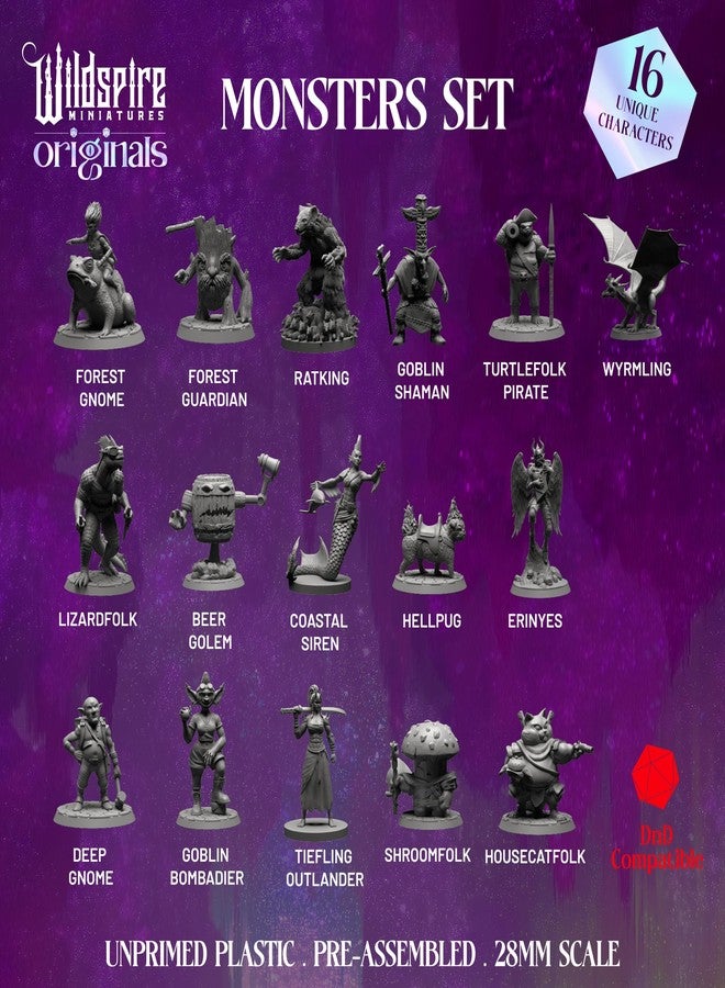 Wildspire Monsters Pack for DND Miniatures Booster Pack of 16 Bulk Monsters 28mm-32mm Scale Dungeons Dragons Accessories D&D Miniature DND Minis D D Figures Starter Set Tabletop Pathfinder Set - Image 2